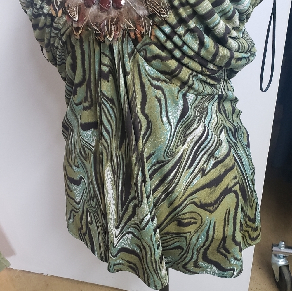 NWOT Linda Segal Print Feather Tank Top - Picture 3 of 9